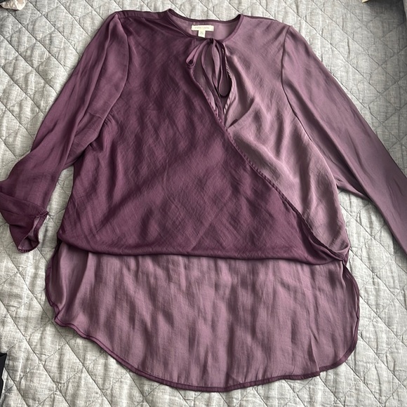 Purple silky Anthropologie top. Ties around the neck. - Picture 2 of 3